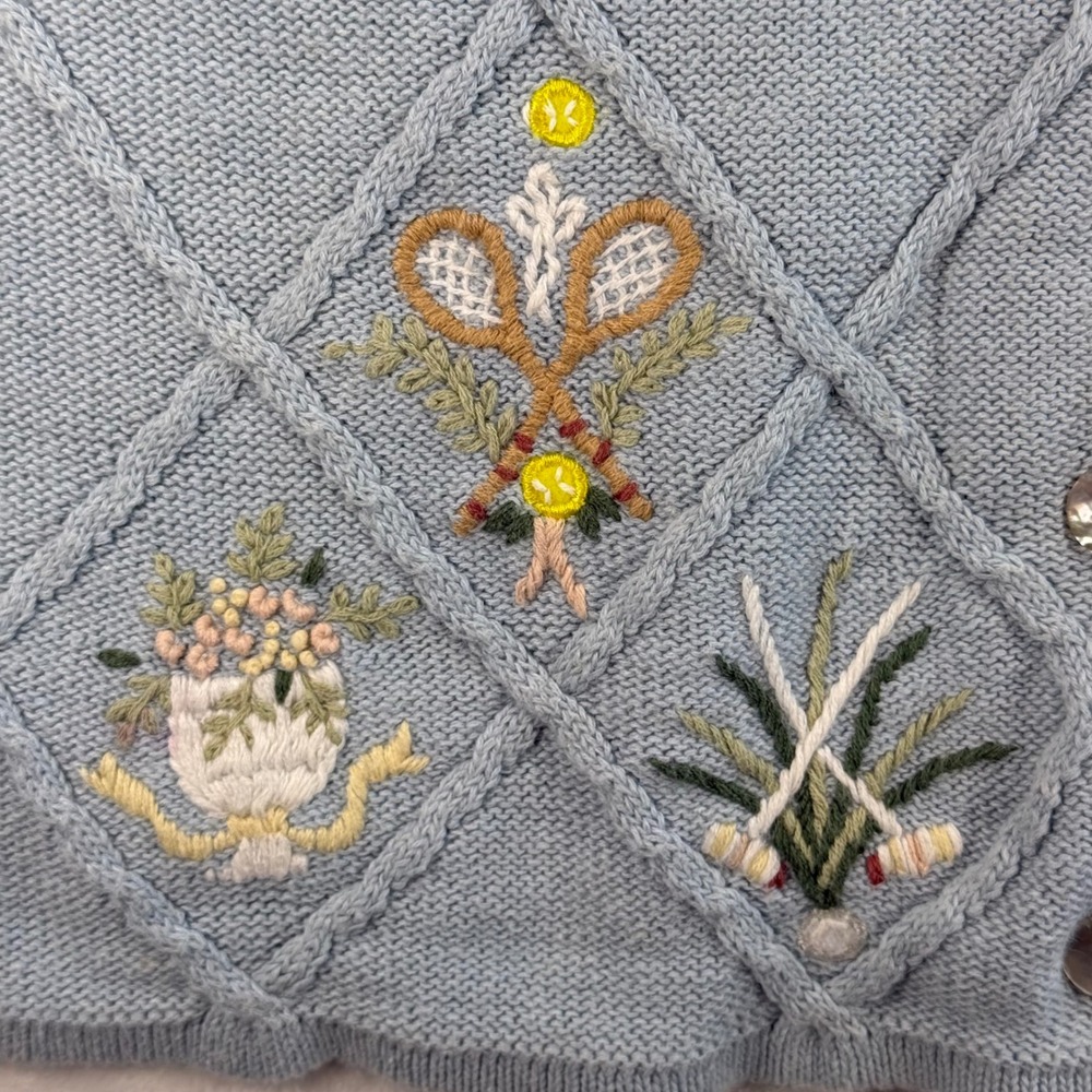 Susan Bristol Cardigan Sweater Short Sleeve Embroidered Knit Top XL‎ - Flawed - Picture 9 of 13